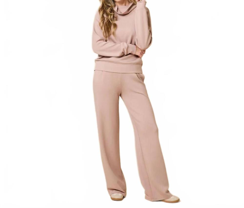 NEW SOFTIES dreamtech mock neck with pleated pants set in coco